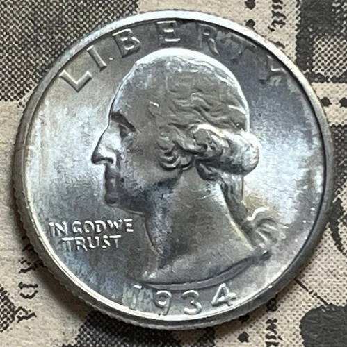 1934-P BU Washington Quarter 90% Silver Coin, Philadelphia Mint PQ Z05
