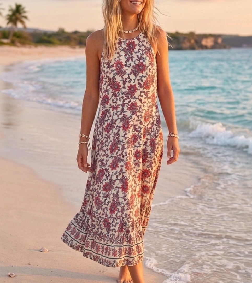 Chaps Bohemian Cotton Knit Ivory Floral Sleeveless Halter Dress L | eBay Chaps Bohemian Cotton Knit Ivory Floral Sleeveless Halter Dress L | eBay