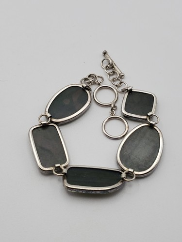 LUC Lucas Lameth Freeform Sterling Silver Abalone Bracelet 7-8" - Bild 3 von 4