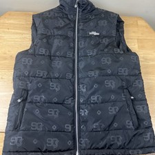1990 Somethin Black Puffer Vest Size L - Quilted Zip Up Sleeveless Jacker