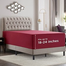 Empyrean Extra Deep Pocket Twin XL Fitted Sheet - Burgundy Red Twin XL Deep