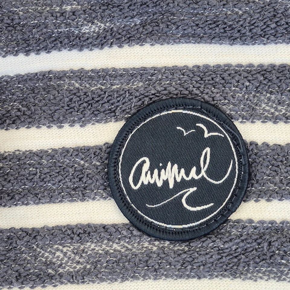 ANIMAL Hoodie 10 Blue White Womens Sweatshirt Full Zip Drawstring Striped Logo - Image 4 of 4