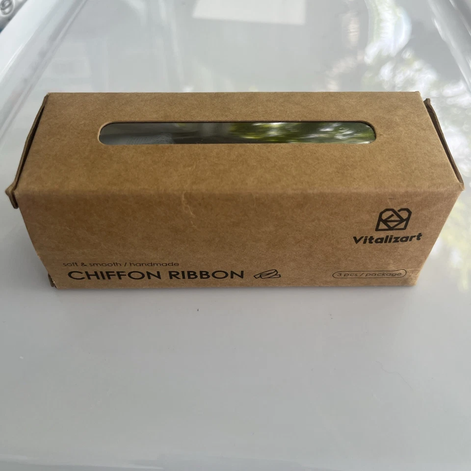 Vitalizart 3 Rolls Handmade Fringe Chiffon Silk Ribbon 1.5" X 7yd Dark Green - Image 3 of 3