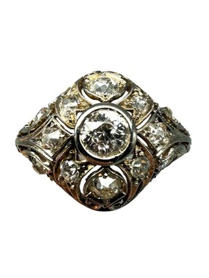 Ring 750er Weißgold mit Diamanten Jugendstil - Bild 1 von 4