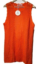 ANRABESS Women Orange Crochet Swim Cover Up Dress Sleeveless Cutout Back Size L