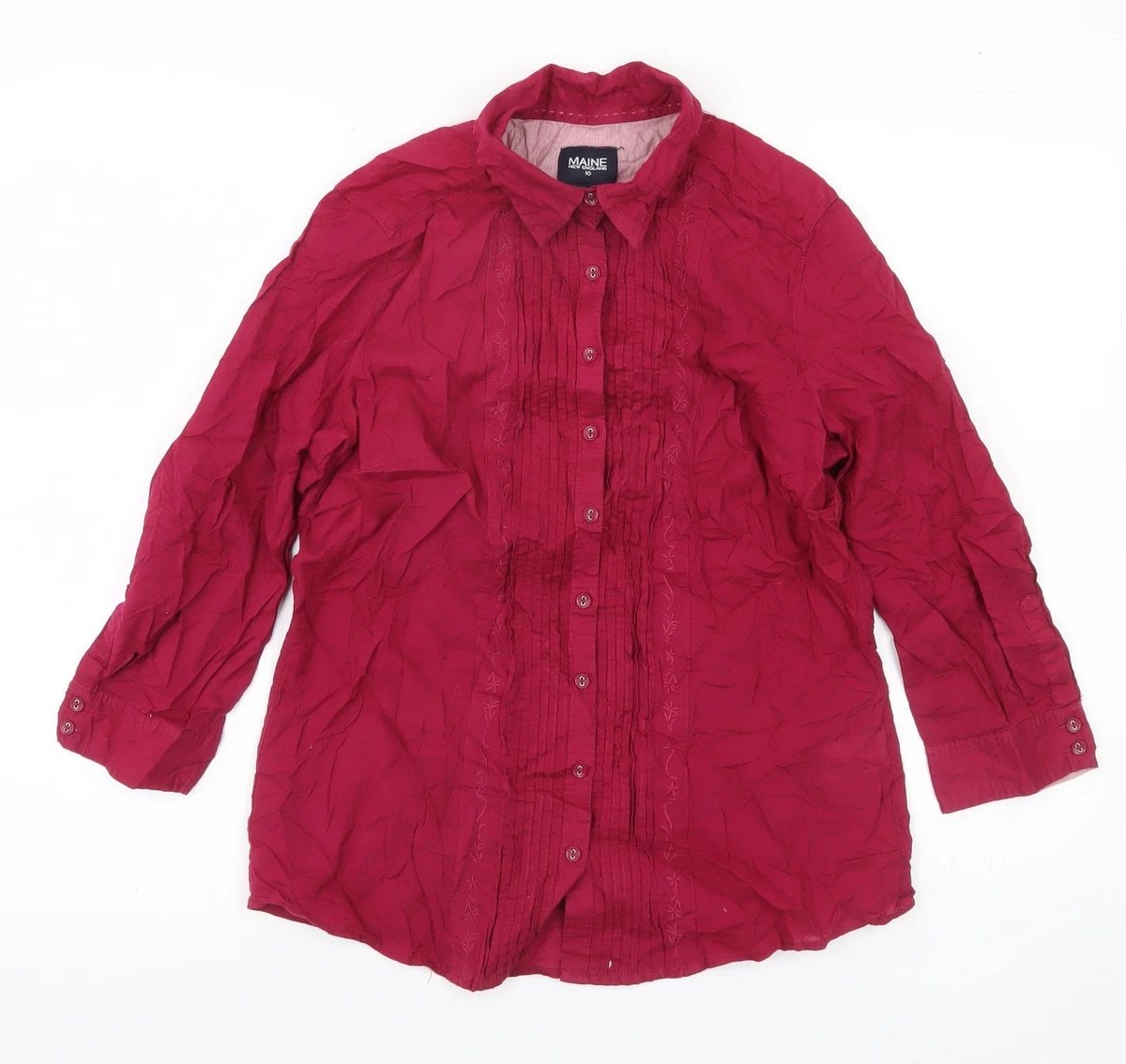 Chemise Femme Maine à Carreaux Vert/rose - Taille 10, Manches 3/4, Occasion Bon état