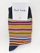 Image of Paul Smith 'Shiny Signature Stripe' Glitter Womens Socks