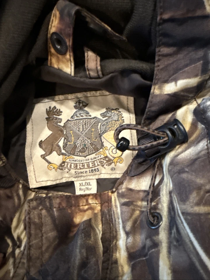 Vtg Herters Duck Hunting Jacket L 2-in-1 XL Wetlands Camo Removable Hood - Image 4 of 4