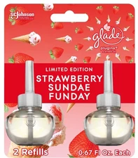 Glade PlugIn Refill STRAWBERRY SUNDAE FUNDAY Scented Oil  Air Freshener 1.34 Oz
