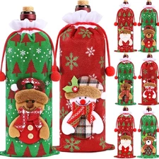 8Pcs Christmas Wine Gift Bags Fabric Wine Bags, Drawstring Wines Bottle Gift ...