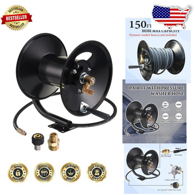 #ad #ad Heavy Duty Steel Pressure Washer Hose Reel 150ft 4000 PSI Manual Crank Wall... $251.99