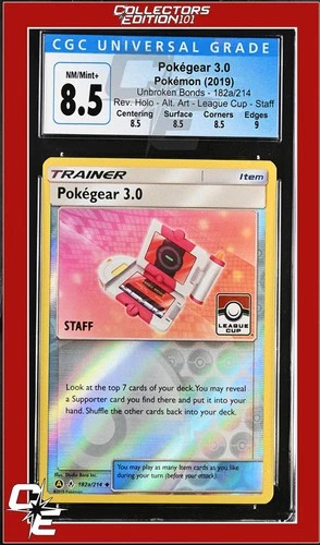 Unbroken Bonds Pokegear 3.0 182a/214 Reverse - Alt. Art League Cup - STAFF CGC 8
