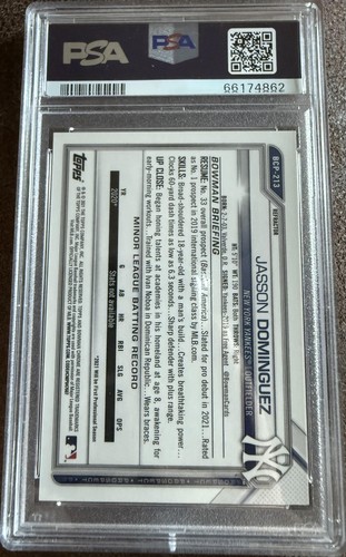2021 Bowman Chrome Prospects #BCP213 Jasson Dominguez Prospects-Refractor PSA 10 - Picture 2 of 2