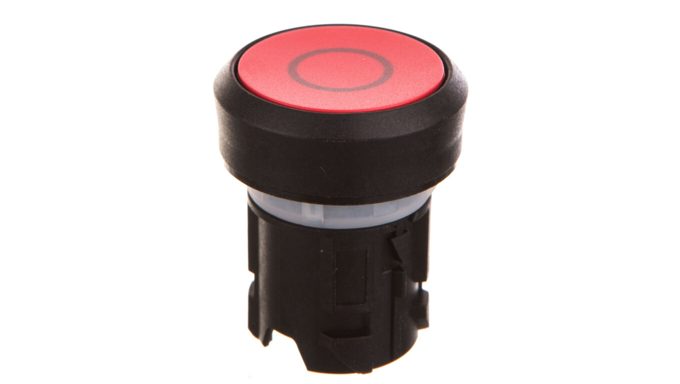 Push button 22mm round red plastic inscription o flat spring return 3SU10 /T2UK