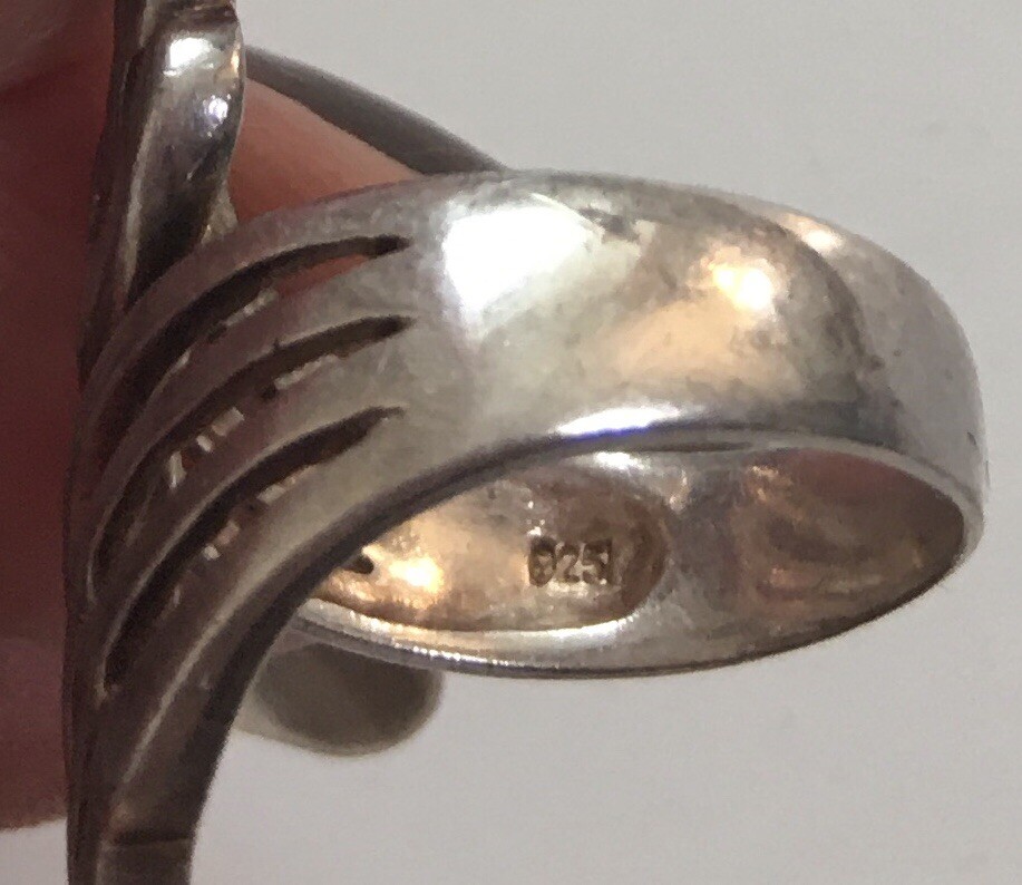 Vintage 925 Solid Sterling Silver Ring Unique Ove… - image 7
