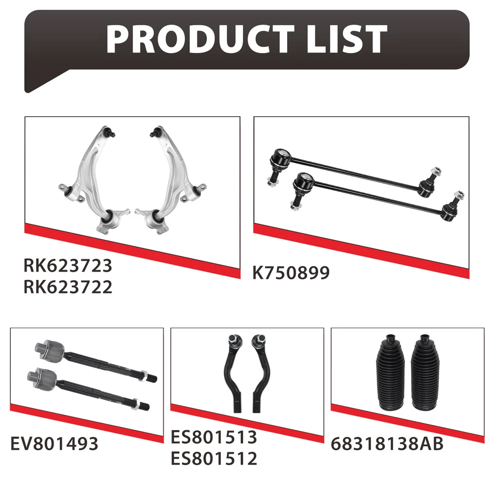 Brazos de control inferiores delanteros eslabones y barras de amarre para Chrysler Pacifica 2017-2025 Foto 3 de 4