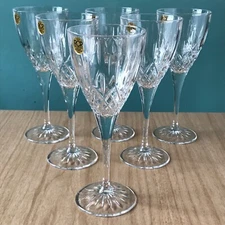 Vintage RCR Italy Royal Crystal Rock Wine Glasses Water Goblets Set Of 6