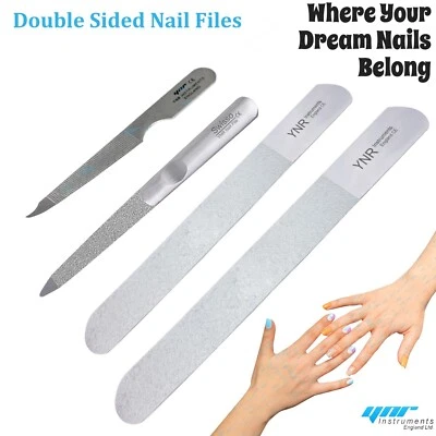 YNR Stainless Steel Nail Files Double Sided Metal Nail File Manicure Pedicure Use UK