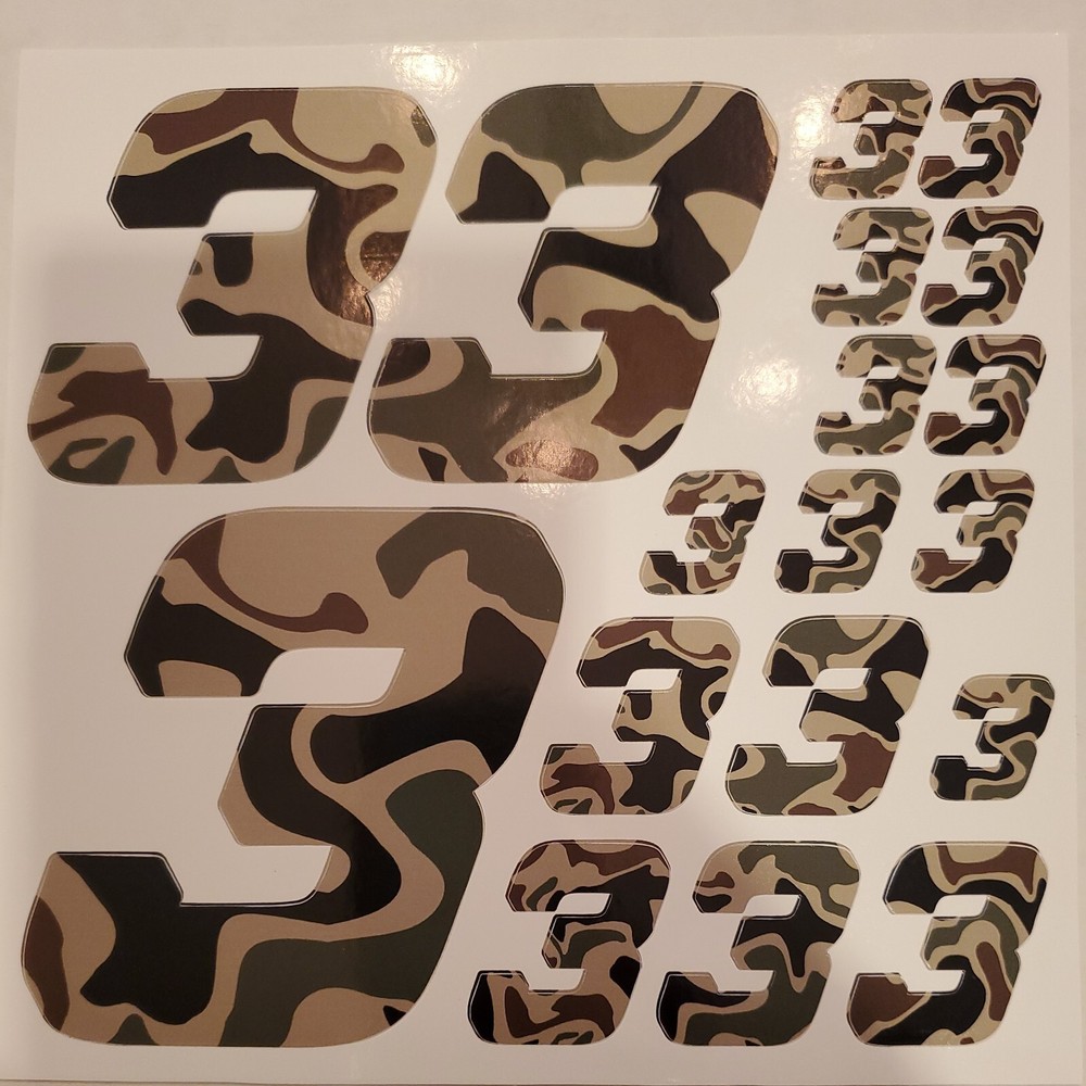 Camouflage #3’s Racing Numbers  Vinyl Decals 1/10-1/12 kyosho Losi-Arrma-BxC