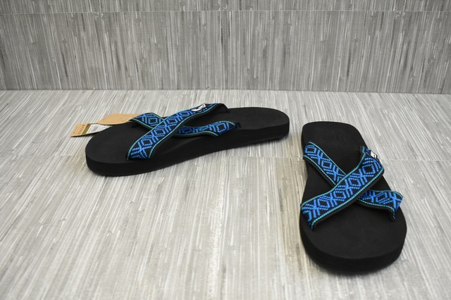 Womens Reef Crossover Strap Black Flat Sandals Flip Flops Shu Size | eBay