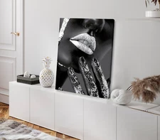 Silver Makeup Girl Closeup View Stretched Canvas 40x50cm Print