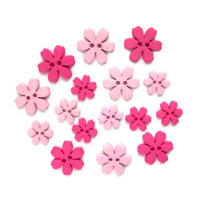 Hibiscus FLP100 - Pink Flower Buttons Galore Embellishments - Craft Sewing Scrap