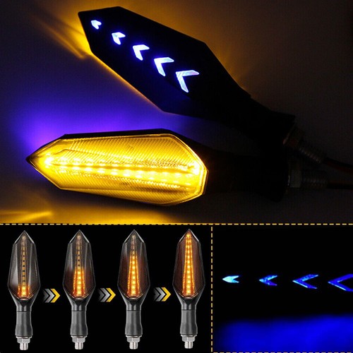 4x Flowing LED Motorcycle Amber Turn Signals Light Blinker Indicator Tail Lights - Bild 13 von 14