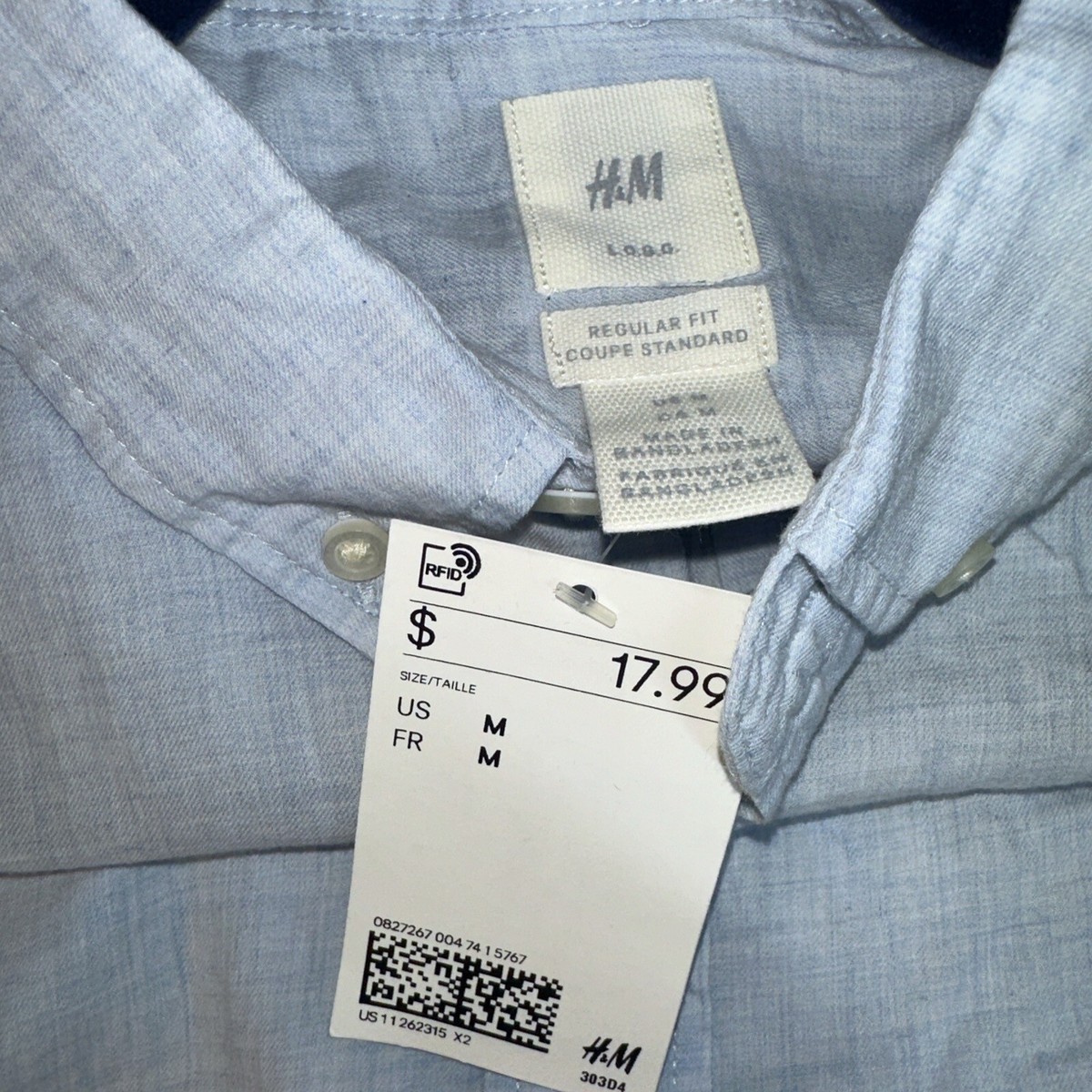 Men's H&M button up short sleeve size medium color blue | eBay