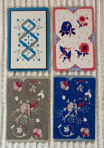 4 Vintage Playing Cards ~Flower Designs ~ Color Variations/2 Swaps | eBay