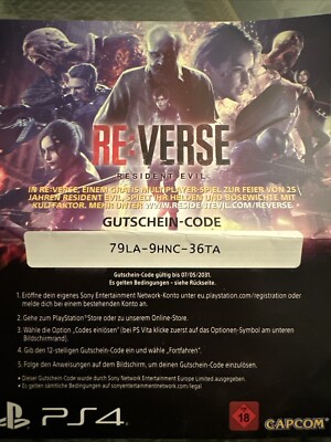 Resident Evil Re:Verse DLC Playstation 4 PS4 Unbenutzter Code für Multiplayer
