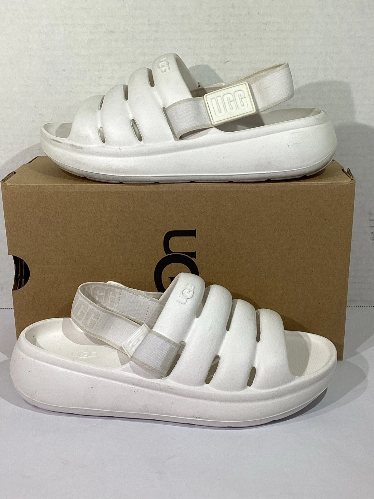 Sandali UGG Youth taglia 3 EU 35 bianchi sportivi Yeah Slides slingback AJ 544