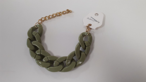 Bracelet grosse maille plastique VERT KAKI 17 cm /EBQY - Bild 1 von 2