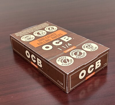 OCB Virgin 1 1/4 Unbleached Rolling Papers -Full box- 24 packs