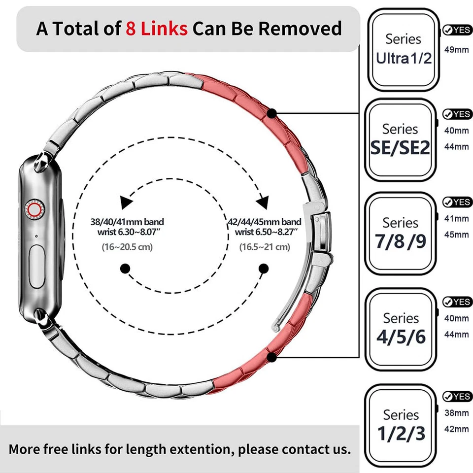 For Apple Watch Band iWatch Stainless Steel Series 10 9 8 7 Ultra SE 42mm 46mm - image 3 of 4