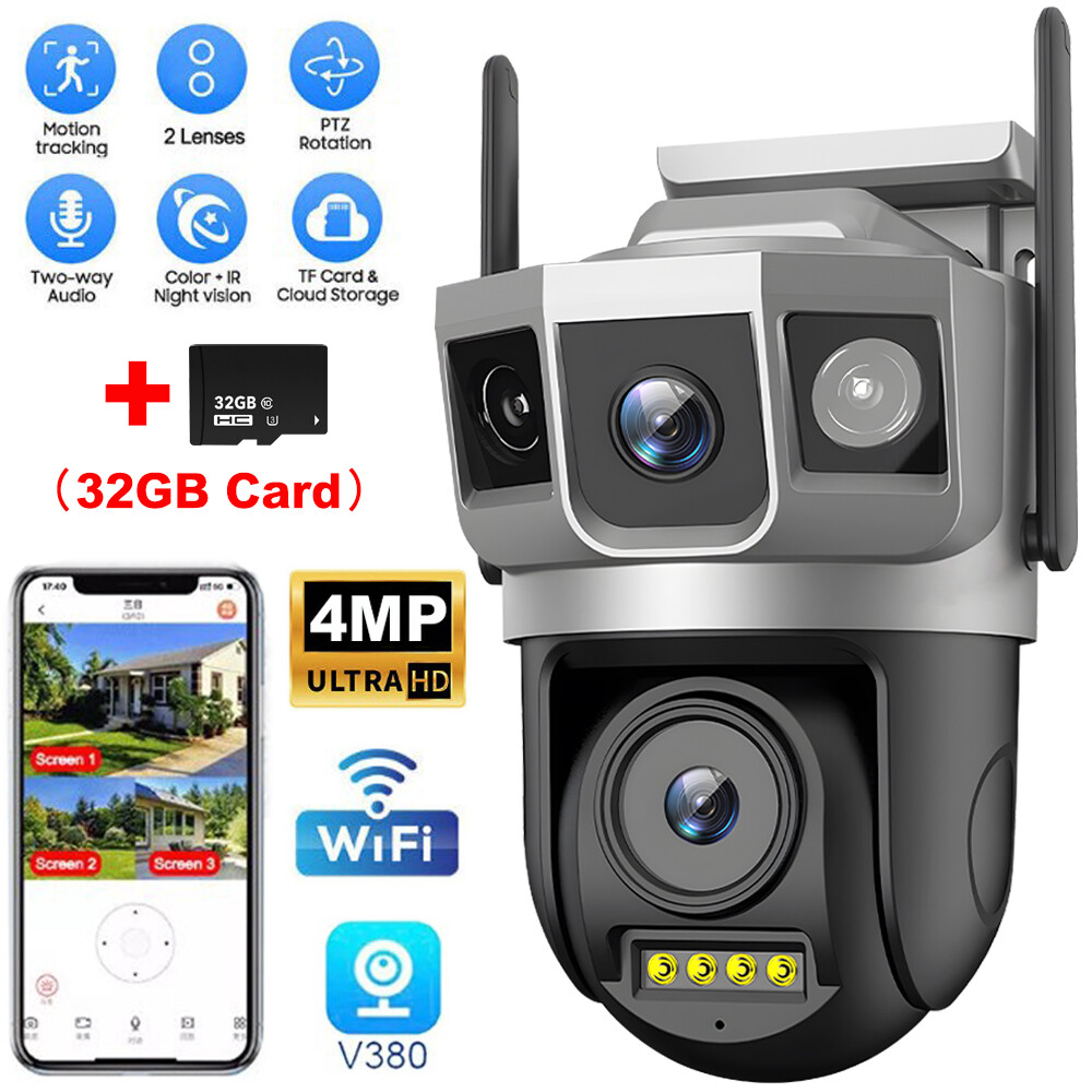 4K Dual Lens Outdoor WiFi Security Camera with Night Vision and PTZ  