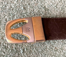 Preowned Men's Pierre Cardin gold and silver tone belt buckle w/belt 46" 