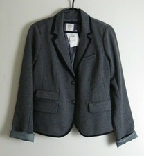Gap Blazer Jacket In Grey With Black Trim Size Uk 10 Lined With Pockets Bnwt