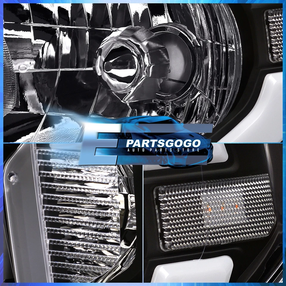 For 14-21 Toyota Tundra Black Housing LED DRL Tube Headlights Lamps Left+Right Foto 3 de 4