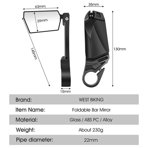 Espejo retrovisor plegable de rotación para bicicleta MTB WEST BIKING un par - Imagen 10 de 20