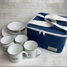 NEW !! Coleman enamel dish wear set for 4 people 2000032362 Camping Cookware