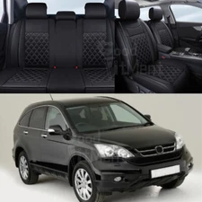 For Honda CR-V 2007-16 Front+Rear Car Seat Covers Full Set 5-Sits Black Leather