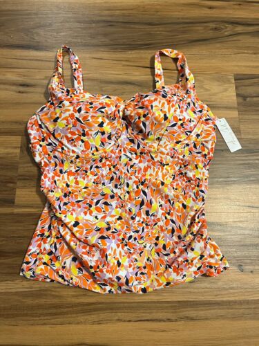 Anne Cole Plus Size Retro Twist Front Underwire Tankini, Multicolor 20W - Picture 3 of 5