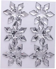 CraftbuddyUS 6pcs 45mm Clear Self Adhesive Snowflakes Diamante Rhinestone Gems