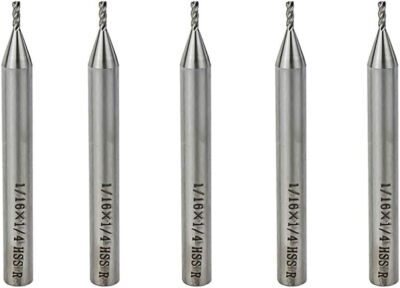 5pcs 1 16 x 1 4 High Speed Steel End Mills Durable Cutting Tools for Wood Pla...