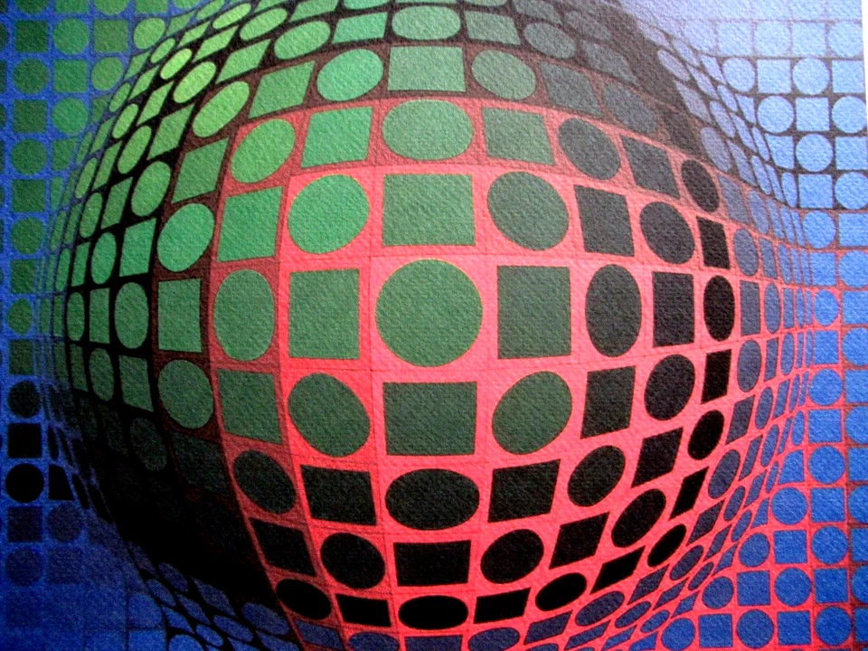 VICTOR VASARELY:  SCHÖNE LITOGRAPHIE 35x50cm Limitiert xx/500 - Bild 3 von 4