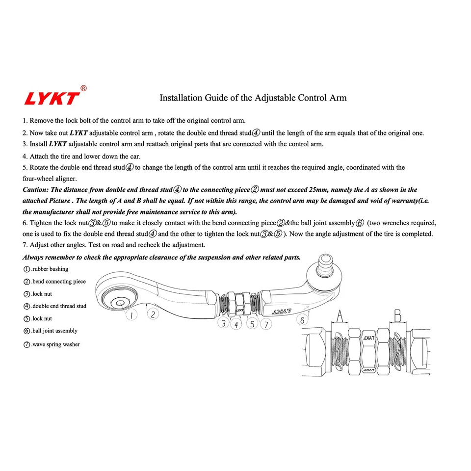 LYKT 4pcs Front Adjustable Camber Arms for Audi A8 Quattro 11-19 、S8 13-18 Foto 3 de 4