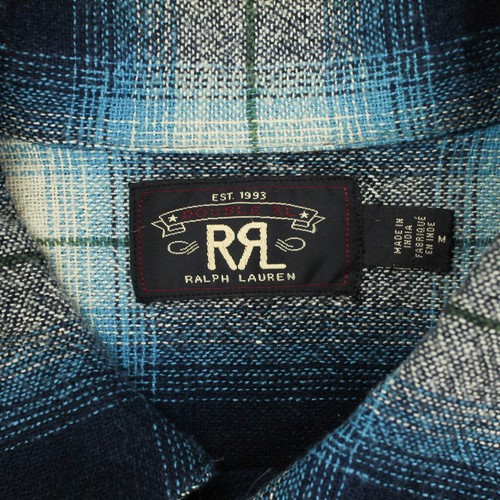 RRL Double RL Blue Shadow Plaid 100% Cotton Flannel Type 2 Trucker Jacket M - Picture 6 of 7