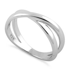 Plain 925 Sterling Silver X Shaped Ring Unisex Women Men Thumb Abstract Simple