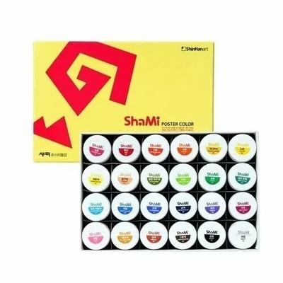 Shinhan Shami Poster Color Set 20ml 24 Colors Art Paint Kit Korea Professional