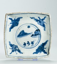 Antique Ming Tianqi Period 17th c Chinese Porcelain China Dish Landscape